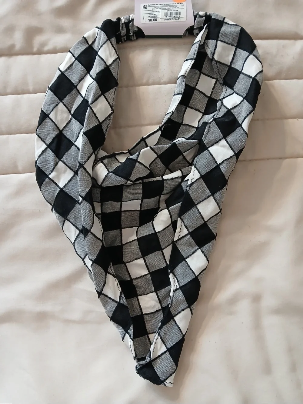 wild fable Black & White Gingham Headscarf